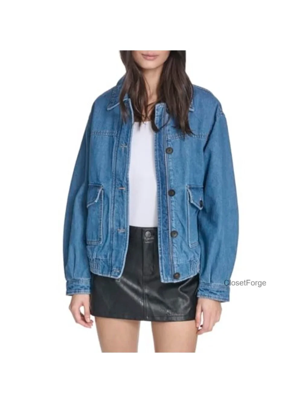 Relaxed Fit Cotton Bomber Jacket with Front Zip